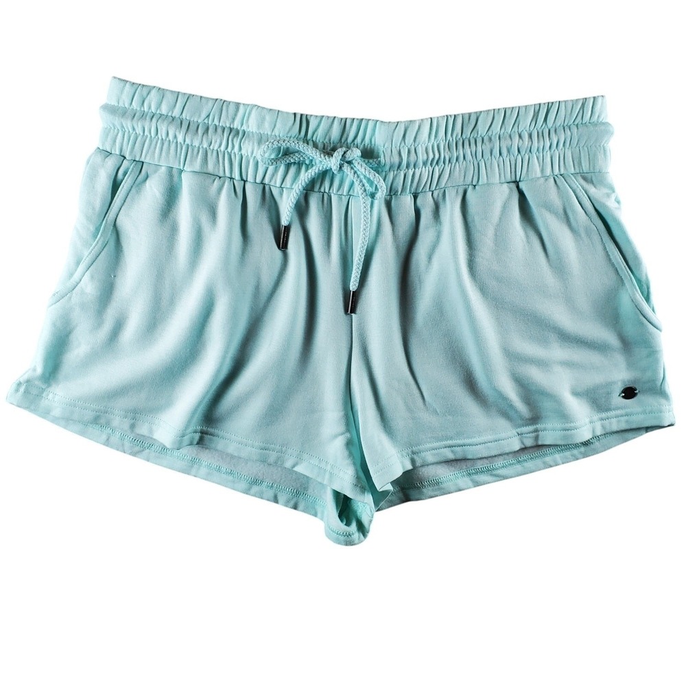 Roxy Check Out Light Blue Modal Blend Fleece Lounge Shorts XL Stretch ARJFB03092